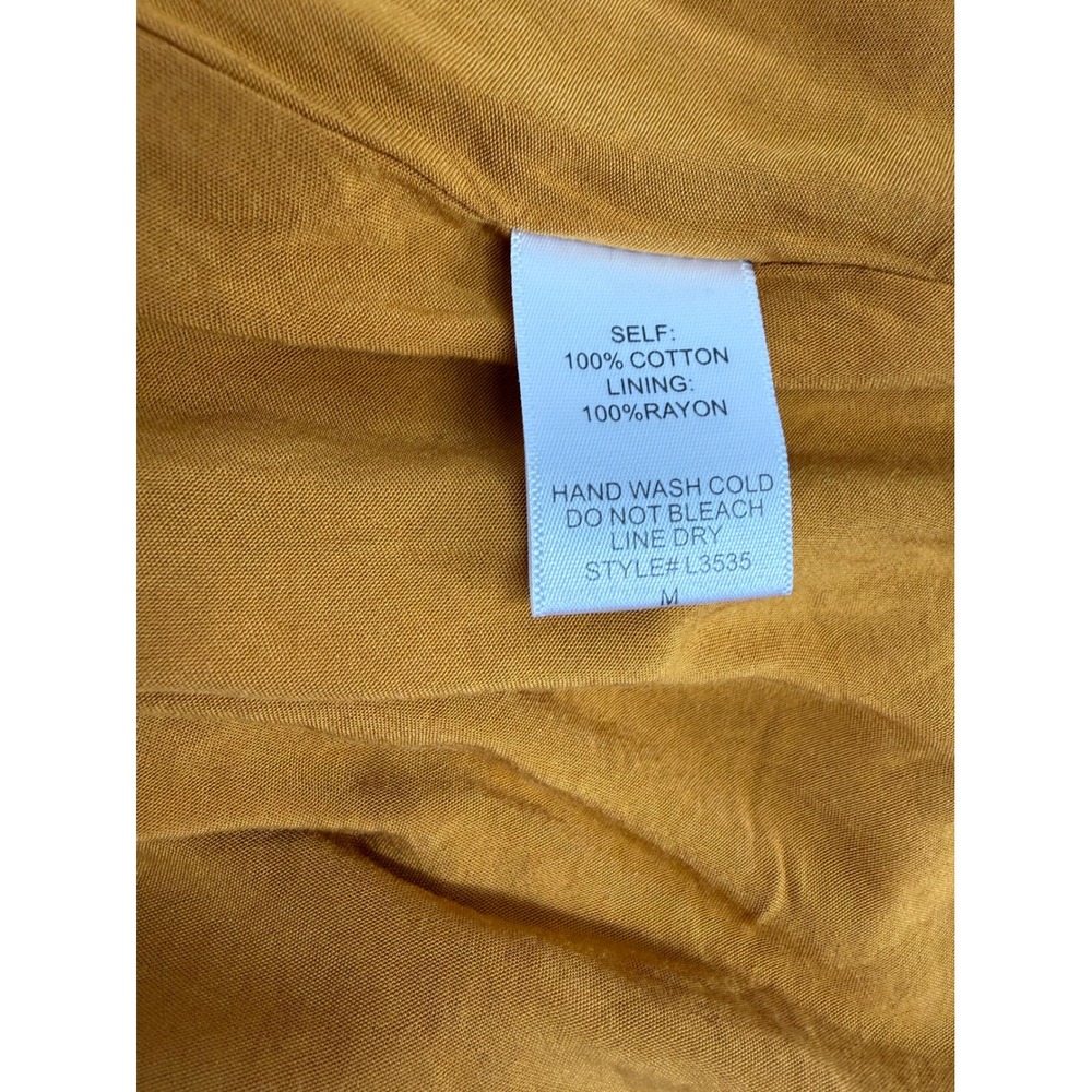 ByTogether Eyelet Mini Dress M Mustard Boho Cottagecore Prairie Puff Sleeve - Picture 9 of 12